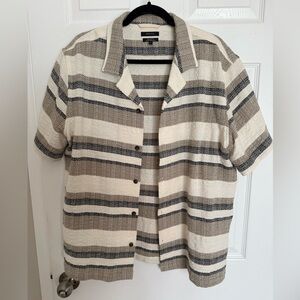 RW&CO Short-Sleeve Striped Shirt With Camp Collar